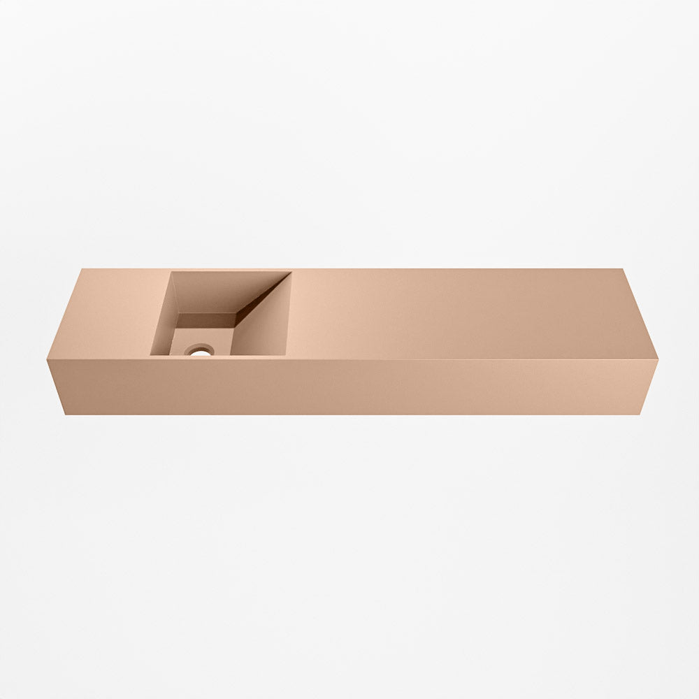 MONDIAZ TYNE 90cm fontein solid surface kleur Rosee. Positie wastafel links