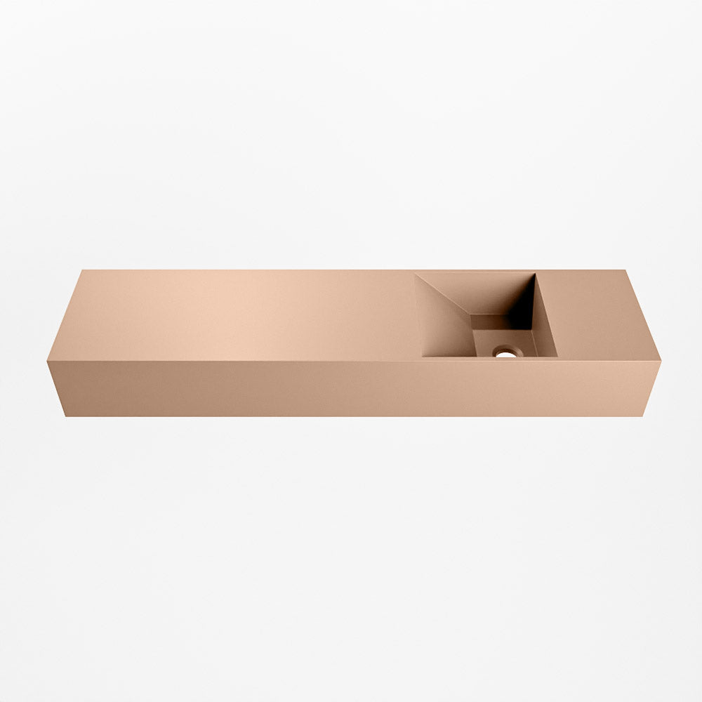 MONDIAZ TYNE 90cm fontein solid surface kleur Rosee. Positie wastafel rechts
