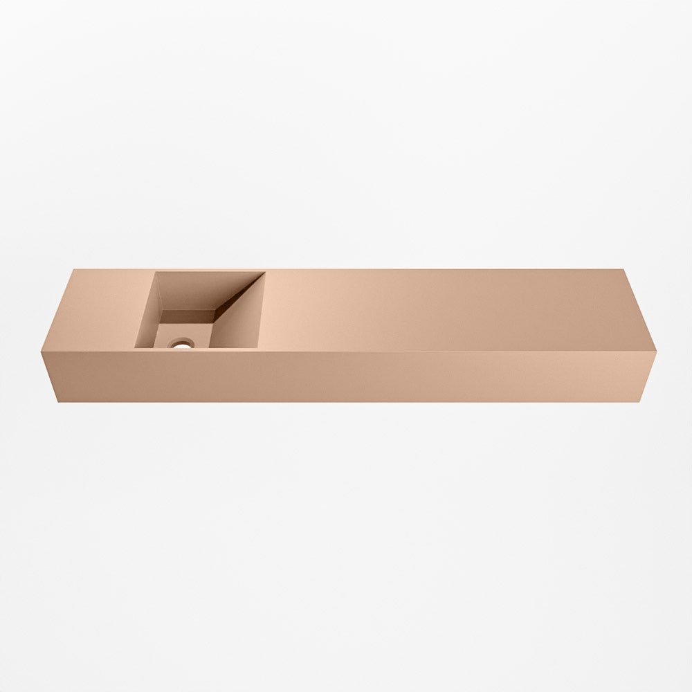 MONDIAZ TYNE 100cm fontein solid surface kleur Rosee. Positie wastafel links