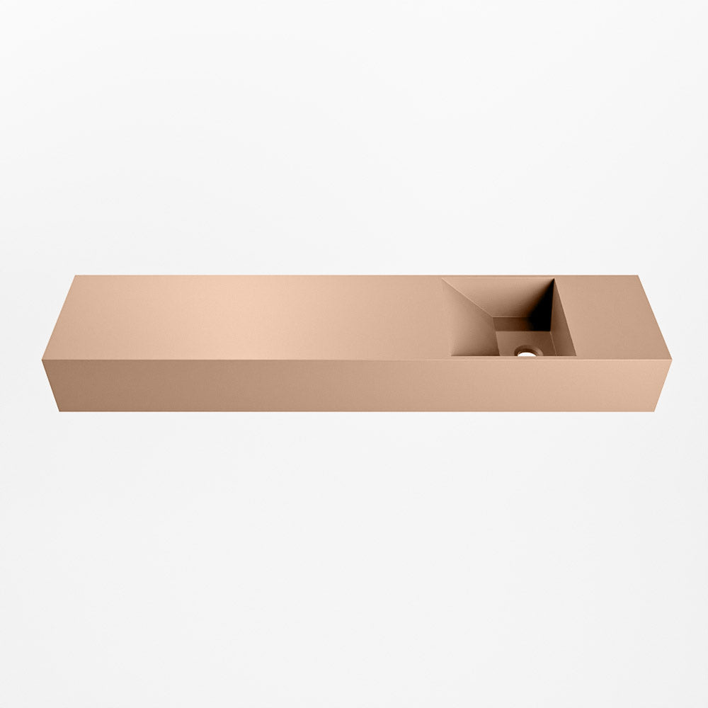 MONDIAZ TYNE 100cm fontein solid surface kleur Rosee. Positie wastafel rechts