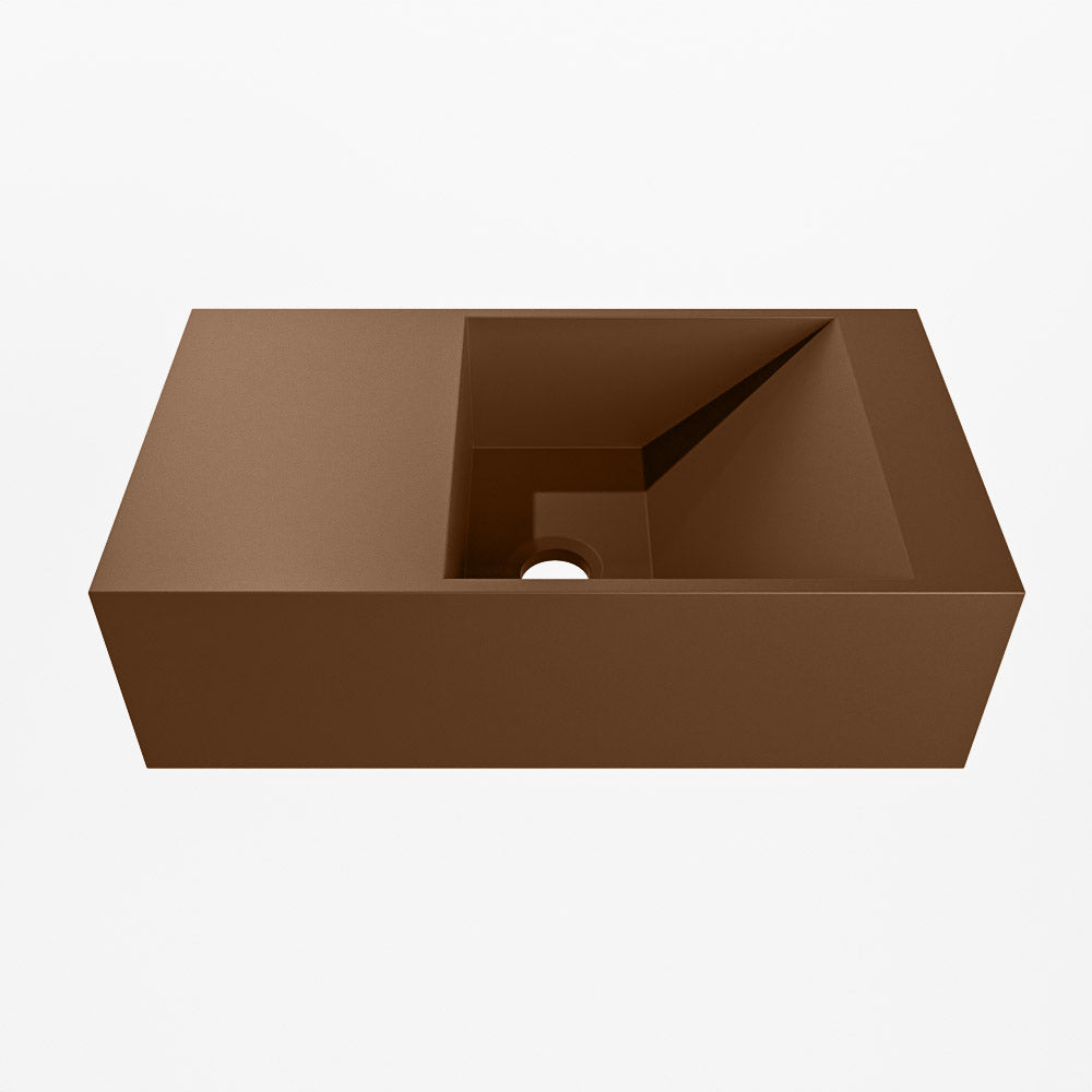 MONDIAZ TYNE 40cm fontein solid surface kleur Rust. Positie wastafel links