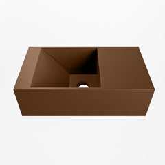 MONDIAZ TYNE 40cm fontein solid surface kleur Rust. Positie wastafel rechts