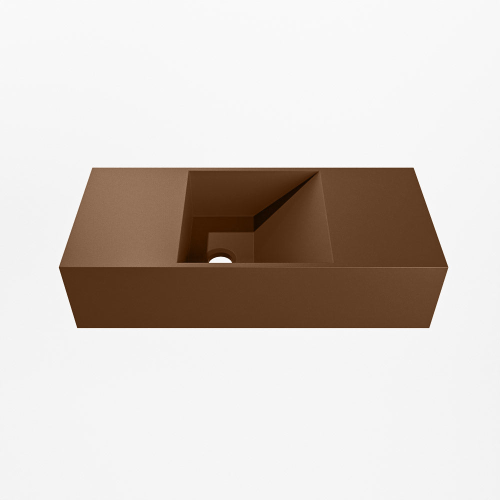 MONDIAZ TYNE 50cm fontein solid surface kleur Rust. Positie wastafel links