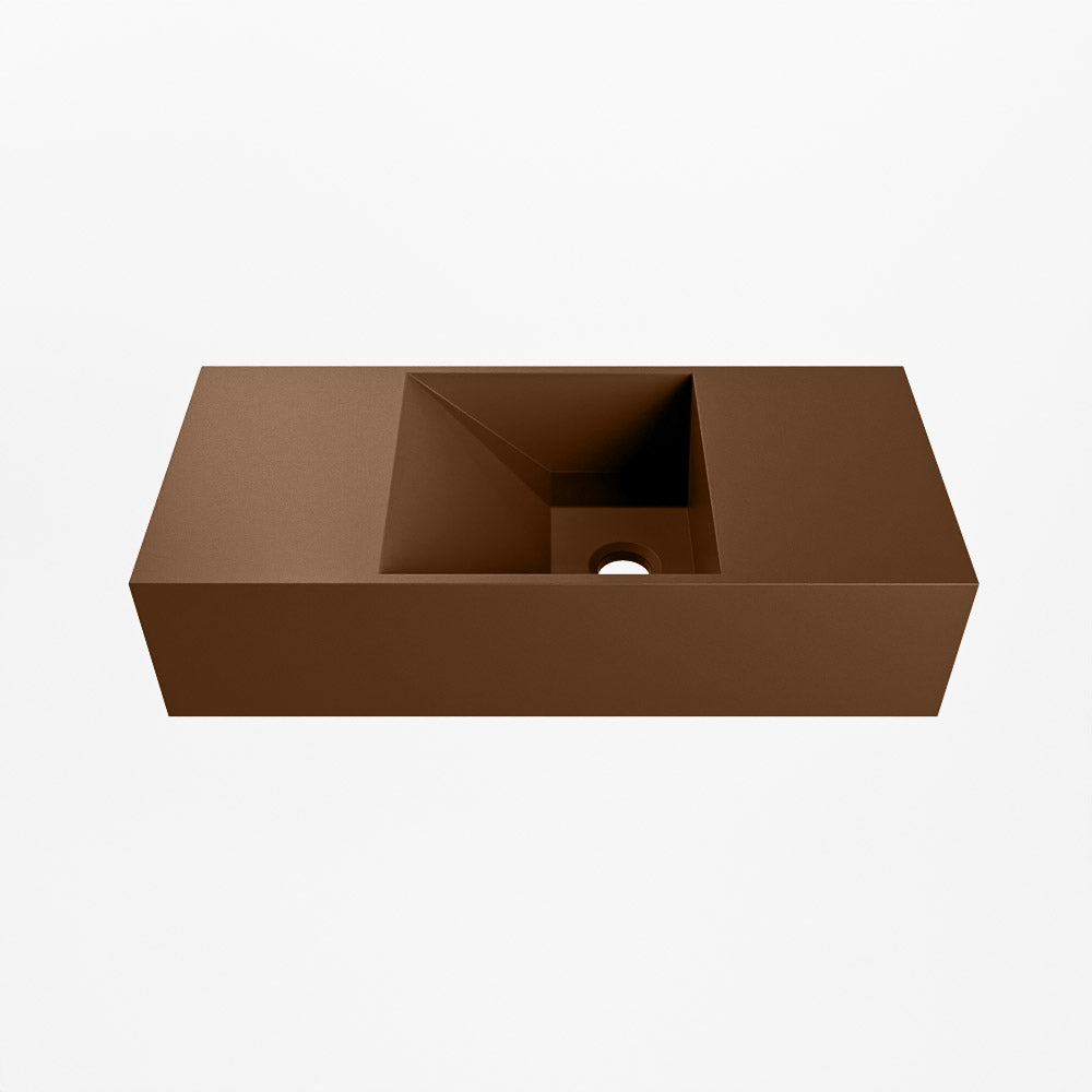MONDIAZ TYNE 50cm fontein solid surface kleur Rust. Positie wastafel rechts