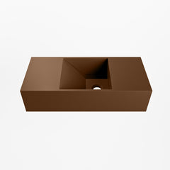 MONDIAZ TYNE 50cm fontein solid surface kleur Rust. Positie wastafel rechts