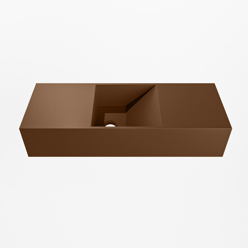 MONDIAZ TYNE 60cm fontein solid surface kleur Rust. Positie wastafel midden