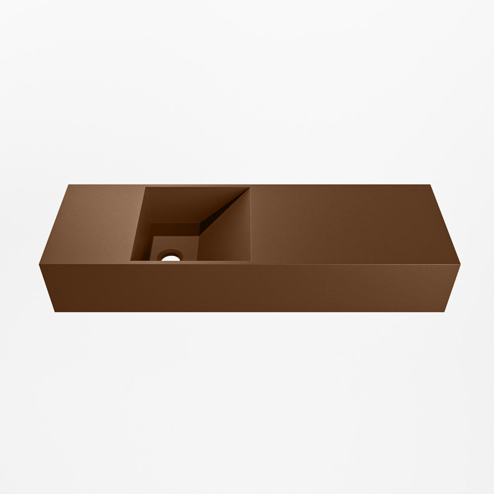 MONDIAZ TYNE 70cm fontein solid surface kleur Rust. Positie wastafel links