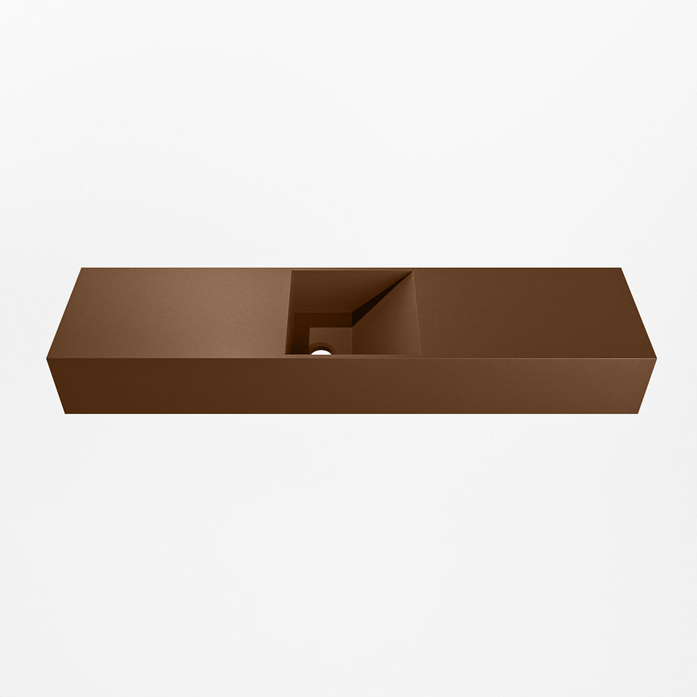 MONDIAZ TYNE 90cm fontein solid surface kleur Rust. Positie wastafel midden