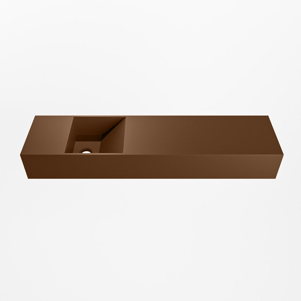 MONDIAZ TYNE 90cm fontein solid surface kleur Rust. Positie wastafel links