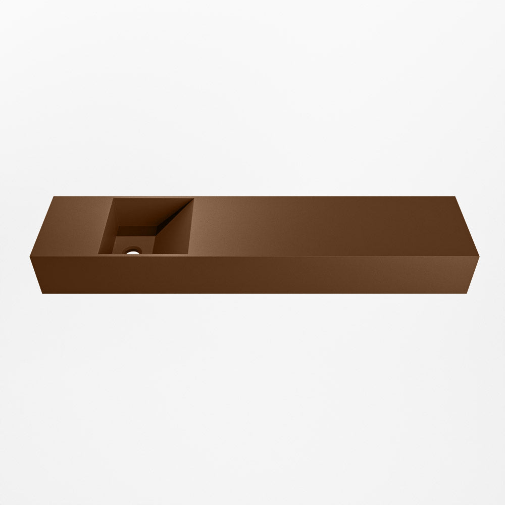 MONDIAZ TYNE 100cm fontein solid surface kleur Rust. Positie wastafel links