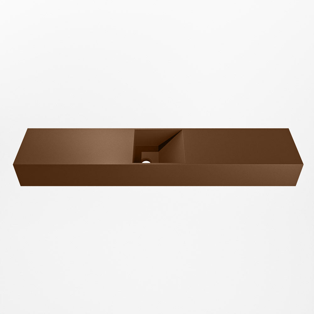 MONDIAZ TYNE 110cm fontein solid surface kleur Rust. Positie wastafel midden