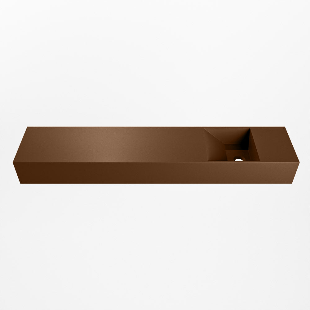 MONDIAZ TYNE 110cm fontein solid surface kleur Rust. Positie wastafel rechts