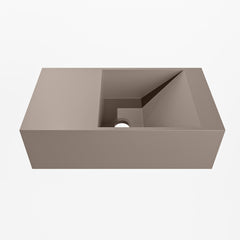 MONDIAZ TYNE 40cm fontein solid surface kleur Smoke. Positie wastafel links
