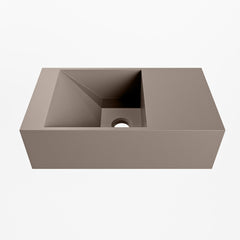 MONDIAZ TYNE 40cm fontein solid surface kleur Smoke. Positie wastafel rechts