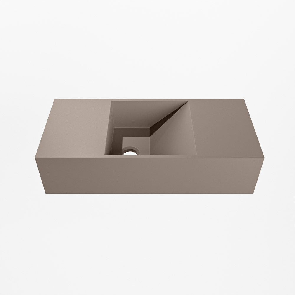 MONDIAZ TYNE 50cm fontein solid surface kleur Smoke. Positie wastafel links