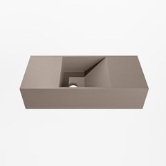 MONDIAZ TYNE 50cm fontein solid surface kleur Smoke. Positie wastafel links