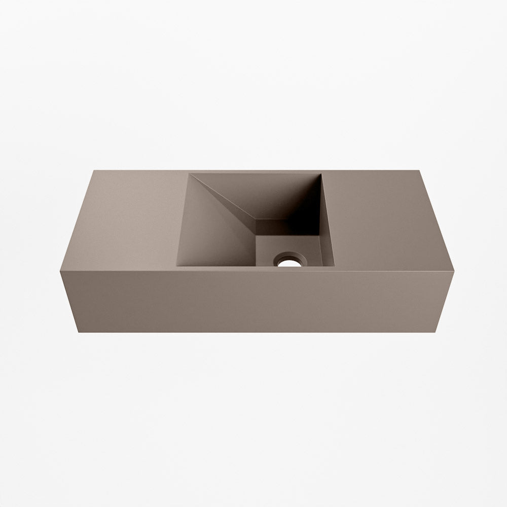 MONDIAZ TYNE 50cm fontein solid surface kleur Smoke. Positie wastafel rechts