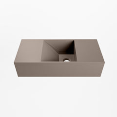 MONDIAZ TYNE 50cm fontein solid surface kleur Smoke. Positie wastafel rechts