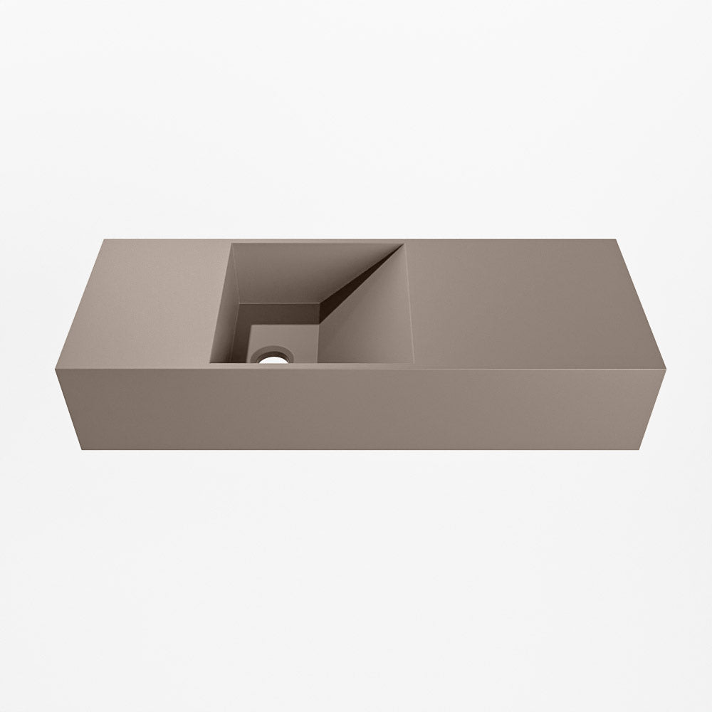 MONDIAZ TYNE 60cm fontein solid surface kleur Smoke. Positie wastafel links