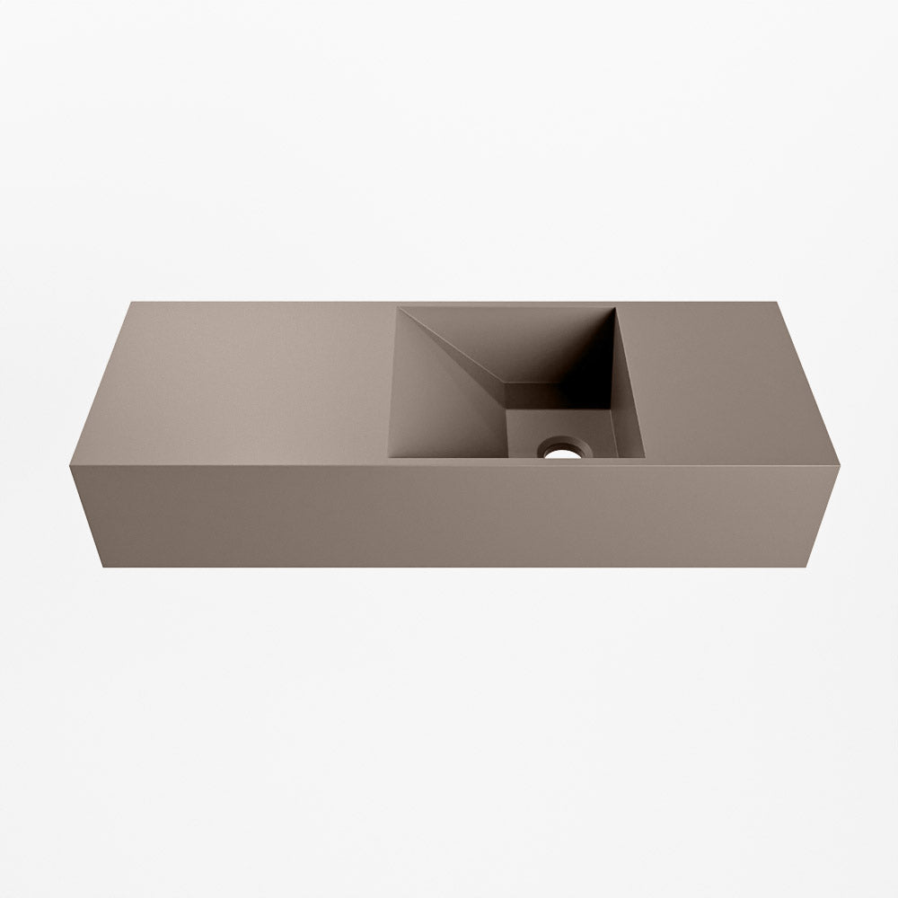 MONDIAZ TYNE 60cm fontein solid surface kleur Smoke. Positie wastafel rechts