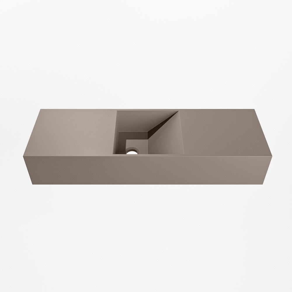 MONDIAZ TYNE 70cm fontein solid surface kleur Smoke. Positie wastafel midden