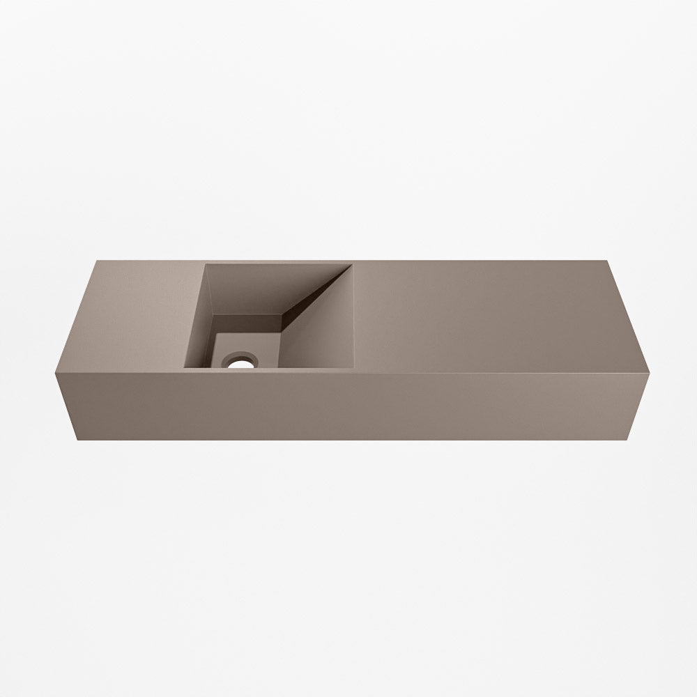 MONDIAZ TYNE 70cm fontein solid surface kleur Smoke. Positie wastafel links