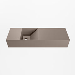 MONDIAZ TYNE 70cm fontein solid surface kleur Smoke. Positie wastafel links