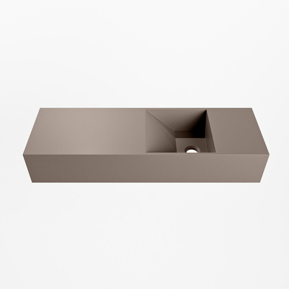 MONDIAZ TYNE 70cm fontein solid surface kleur Smoke. Positie wastafel rechts