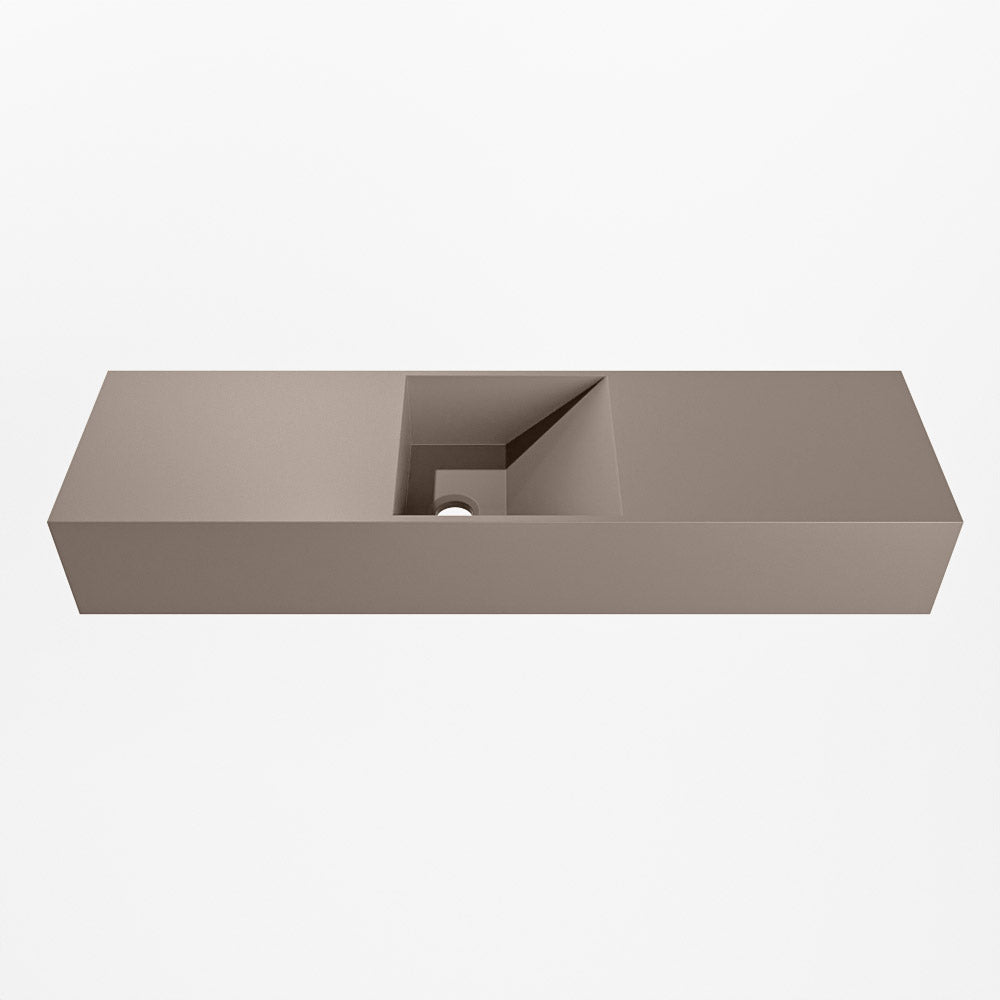 MONDIAZ TYNE 80cm fontein solid surface kleur Smoke. Positie wastafel midden