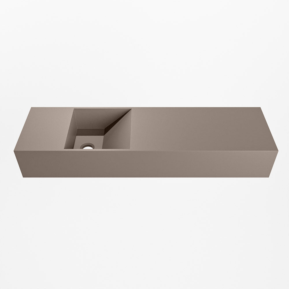 MONDIAZ TYNE 80cm fontein solid surface kleur Smoke. Positie wastafel links