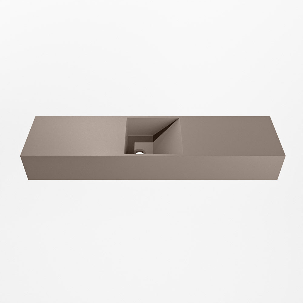 MONDIAZ TYNE 90cm fontein solid surface kleur Smoke. Positie wastafel midden