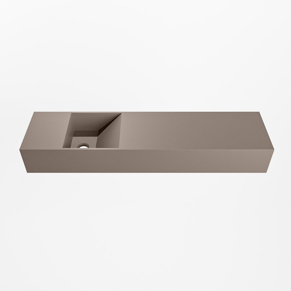 MONDIAZ TYNE 90cm fontein solid surface kleur Smoke. Positie wastafel links