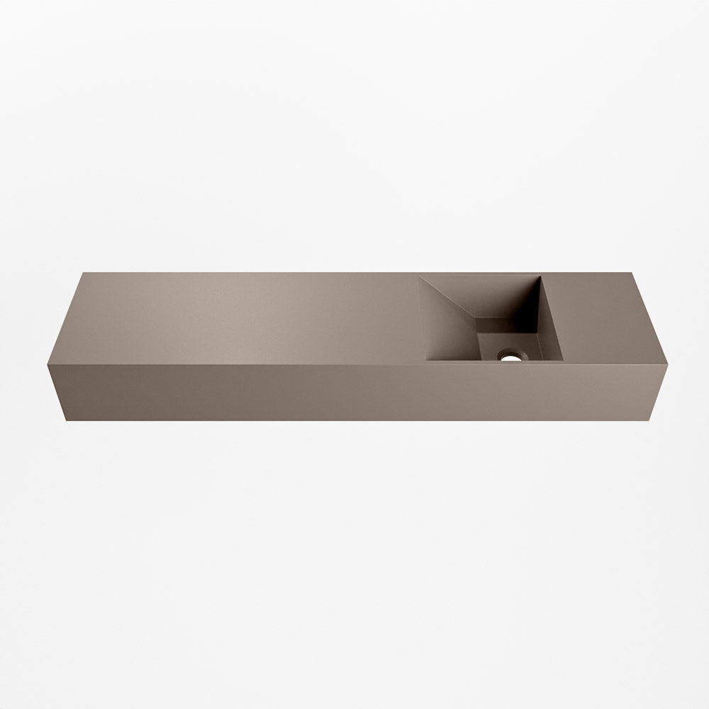 MONDIAZ TYNE 90cm fontein solid surface kleur Smoke. Positie wastafel rechts