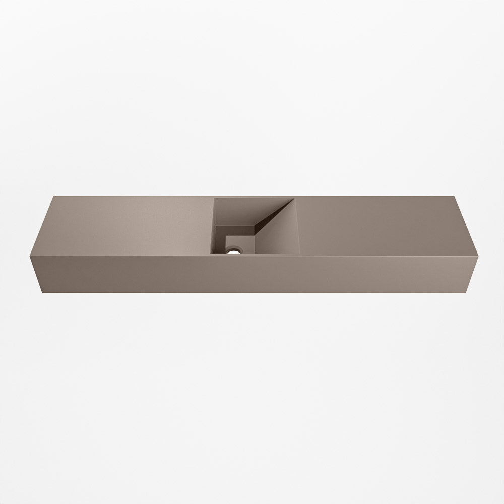 MONDIAZ TYNE 100cm fontein solid surface kleur Smoke. Positie wastafel midden