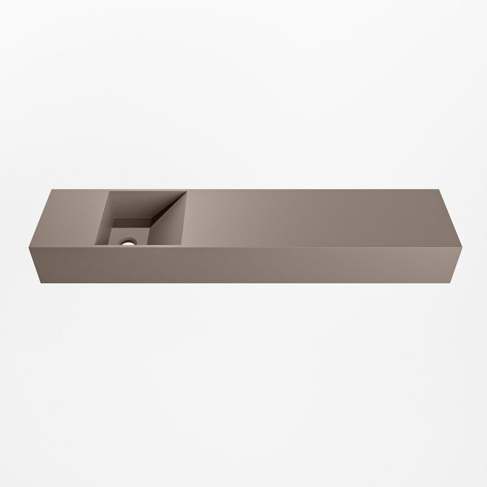 MONDIAZ TYNE 100cm fontein solid surface kleur Smoke. Positie wastafel links