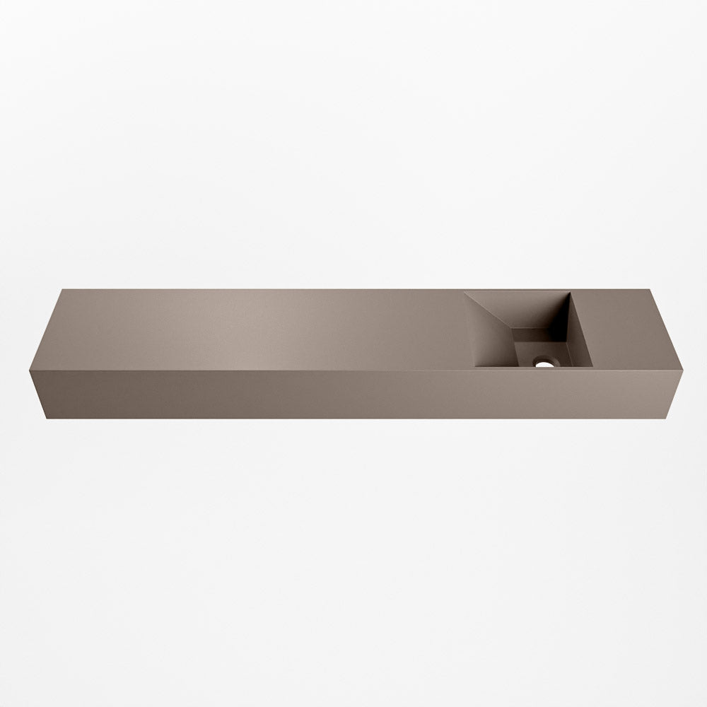 MONDIAZ TYNE 110cm fontein solid surface kleur Smoke. Positie wastafel rechts