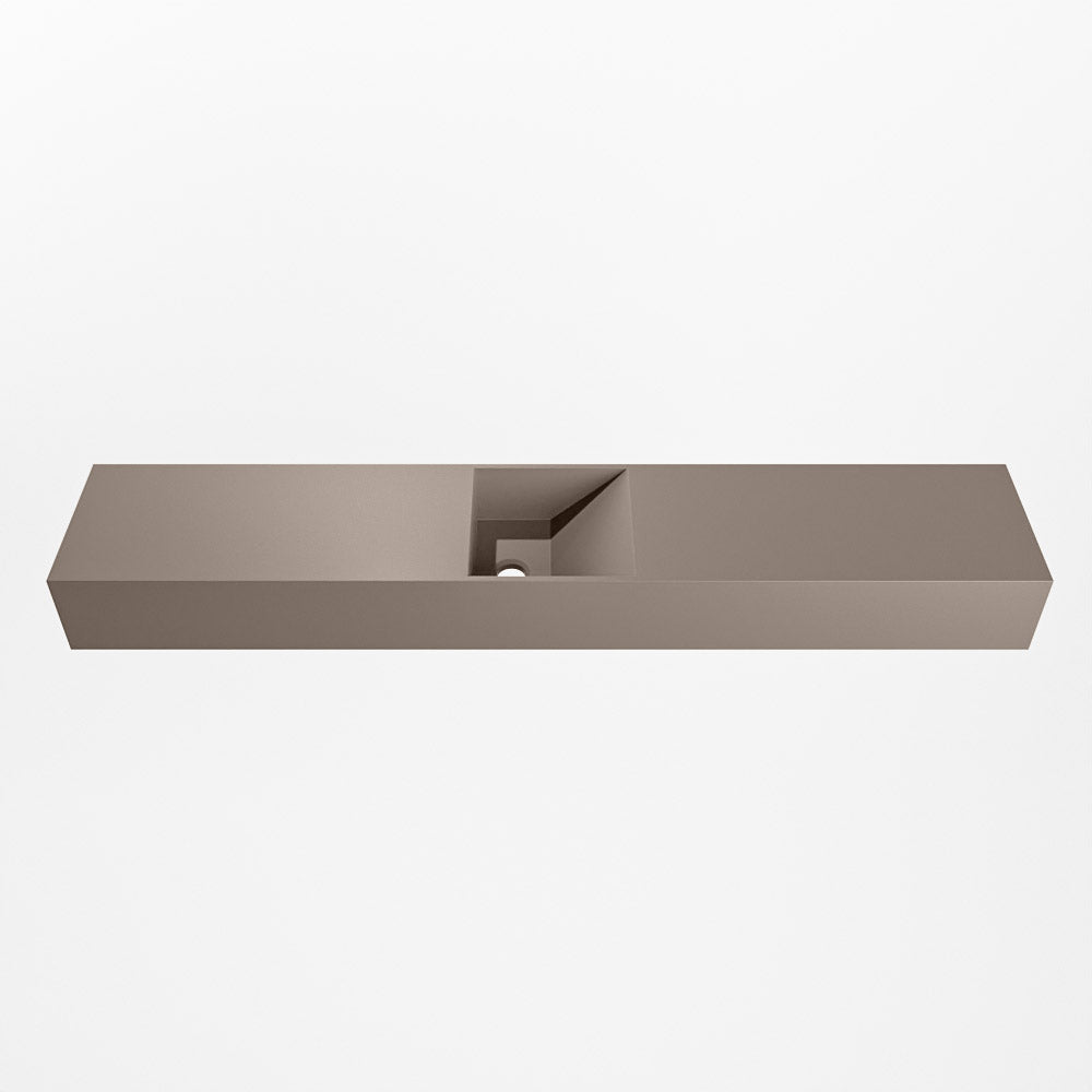MONDIAZ TYNE 120cm fontein solid surface kleur Smoke. Positie wastafel midden