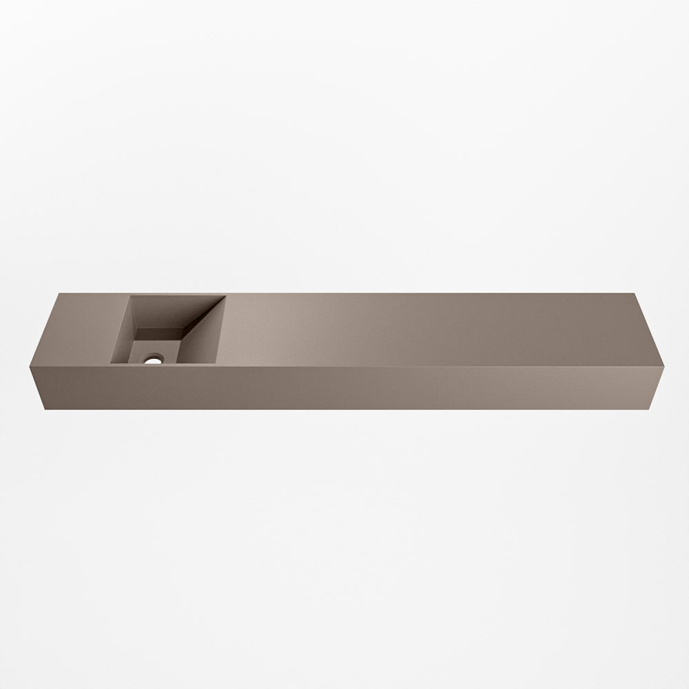 MONDIAZ TYNE 120cm fontein solid surface kleur Smoke. Positie wastafel links