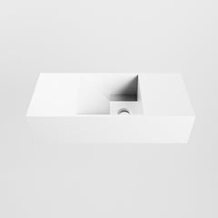 MONDIAZ TYNE 50cm fontein solid surface kleur Talc. Positie wastafel rechts