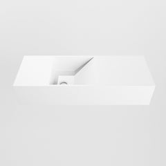 MONDIAZ TYNE 60cm fontein solid surface kleur Talc. Positie wastafel links