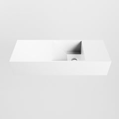MONDIAZ TYNE 60cm fontein solid surface kleur Talc. Positie wastafel rechts