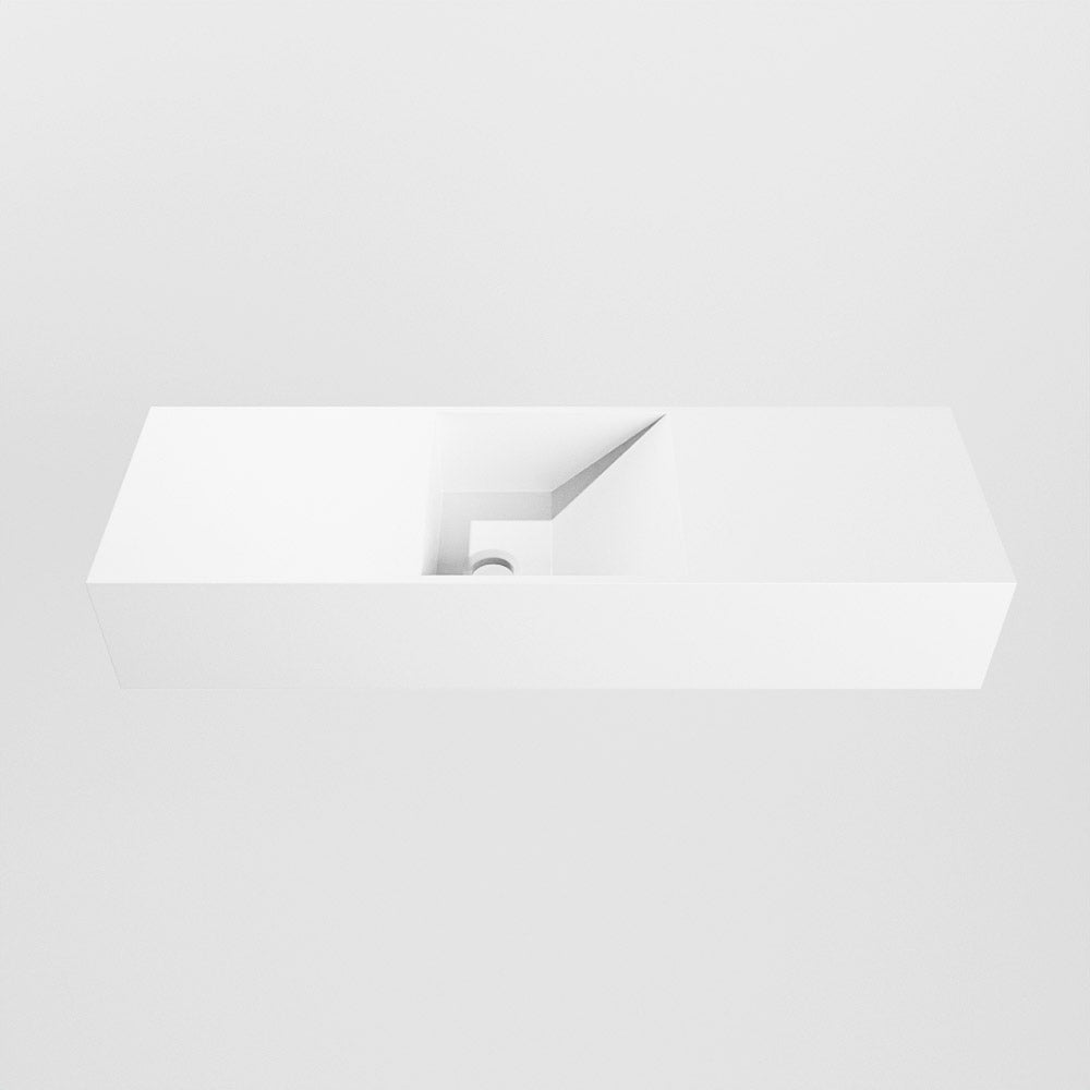 MONDIAZ TYNE 70cm fontein solid surface kleur Talc. Positie wastafel midden