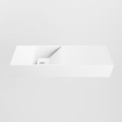 MONDIAZ TYNE 70cm fontein solid surface kleur Talc. Positie wastafel links