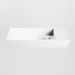 MONDIAZ TYNE 70cm fontein solid surface kleur Talc. Positie wastafel rechts