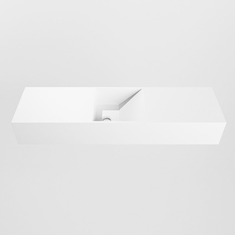 MONDIAZ TYNE 80cm fontein solid surface kleur Talc. Positie wastafel midden
