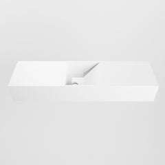 MONDIAZ TYNE 80cm fontein solid surface kleur Talc. Positie wastafel midden