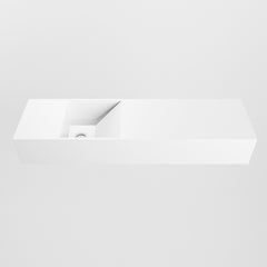 MONDIAZ TYNE 80cm fontein solid surface kleur Talc. Positie wastafel links