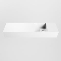 MONDIAZ TYNE 80cm fontein solid surface kleur Talc. Positie wastafel rechts