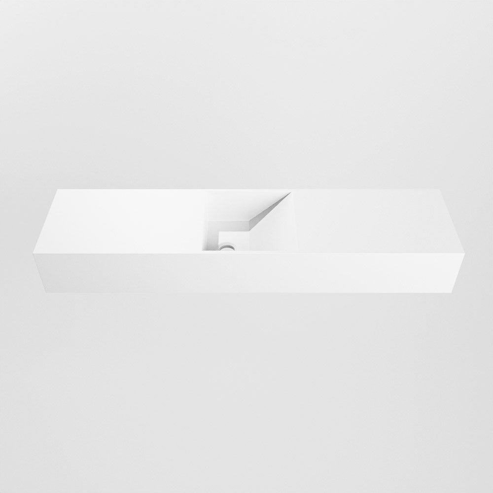 MONDIAZ TYNE 90cm fontein solid surface kleur Talc. Positie wastafel midden