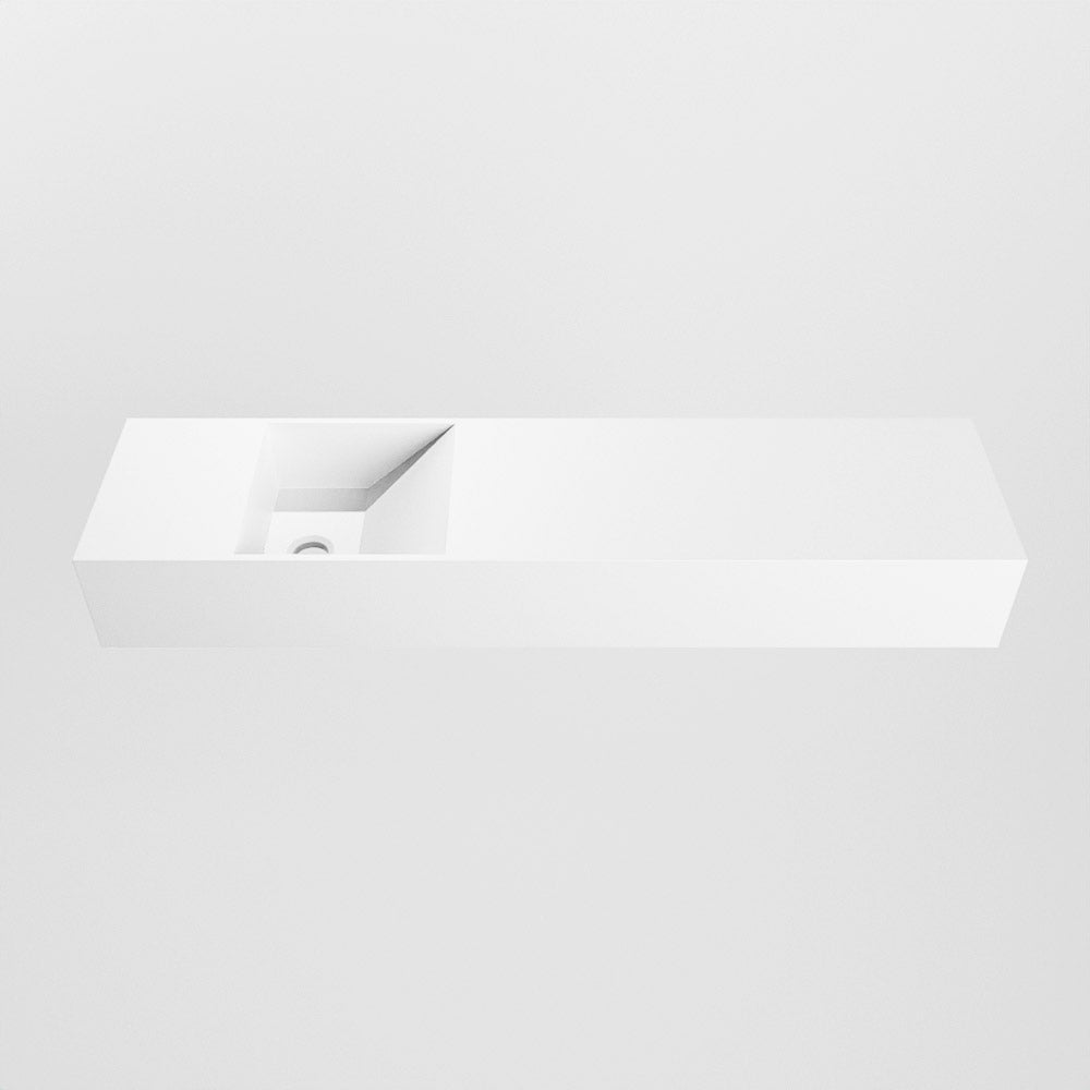 MONDIAZ TYNE 90cm fontein solid surface kleur Talc. Positie wastafel links